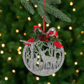 4.25 Silver Glitter Reindeer Family In Forest Christmas Disk Ornament