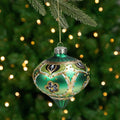 4.5 Green Gold Black Floral Bead And Jewel Glass Onion Christmas Ornament