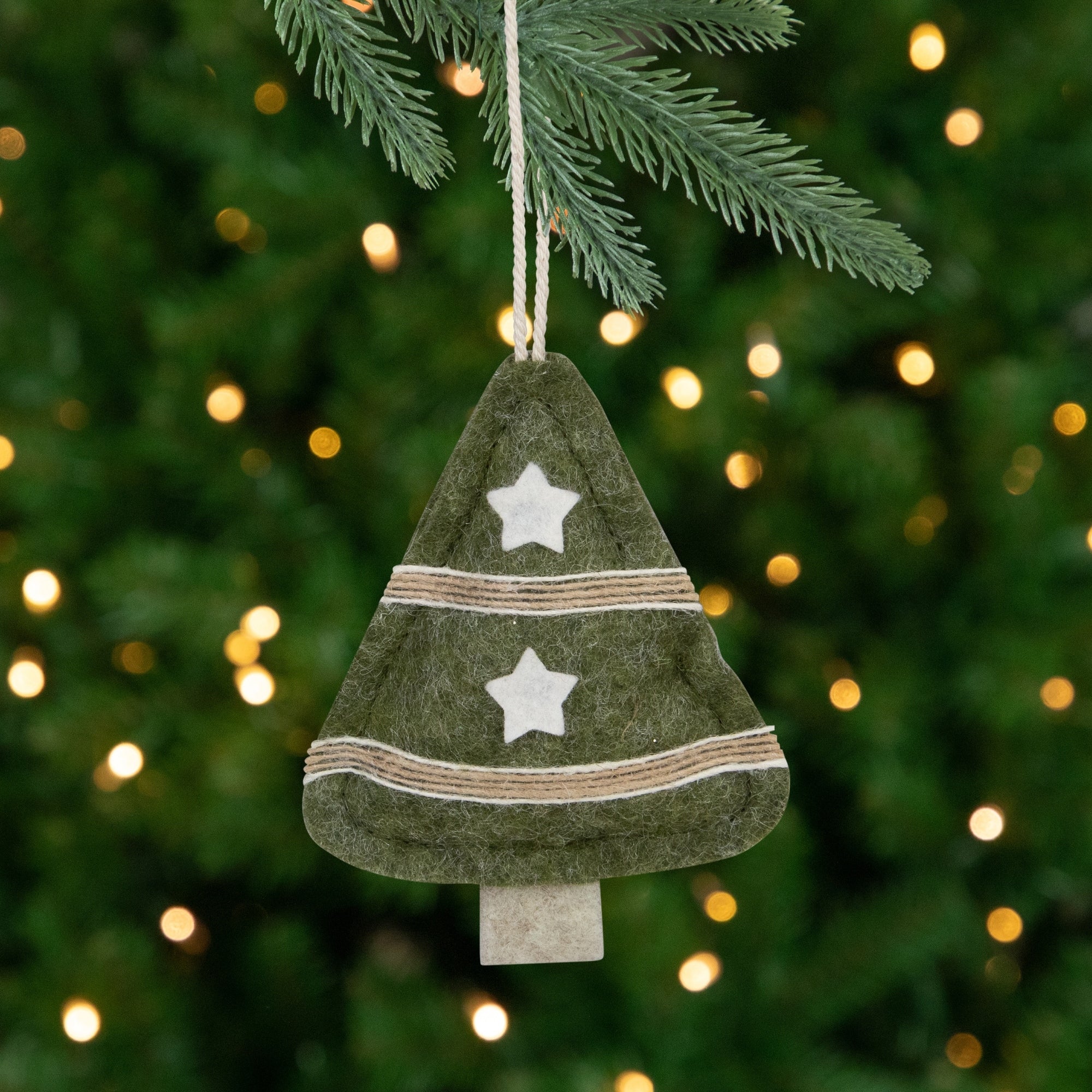 4.5 Green Tree Shaped Plush Christmas Ornament