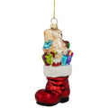 5 Shiny Red Present Filled Stocking Hanging Glass Christmas Ornament