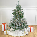 4.5 Pre Lit Flocked Natural Emerald Artificial Christmas Tree Warm Clear Lights Green