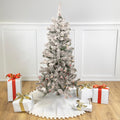 4.5 Pre Lit Heavily Flocked Pine Medium Artificial Christmas Tree Multi Lights
