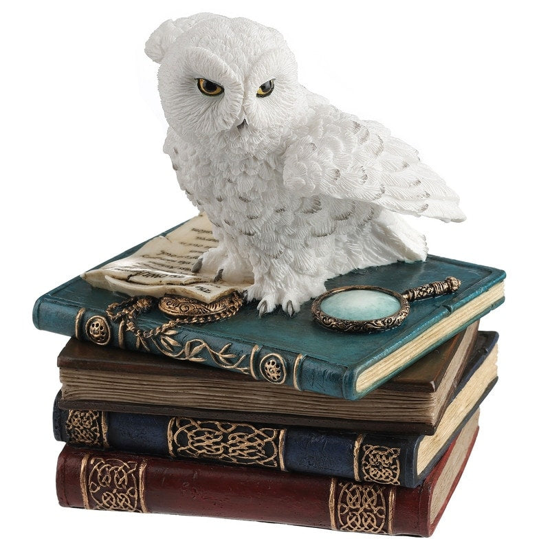 4.72 In H Snow Owl Trinket Box Poly Resin