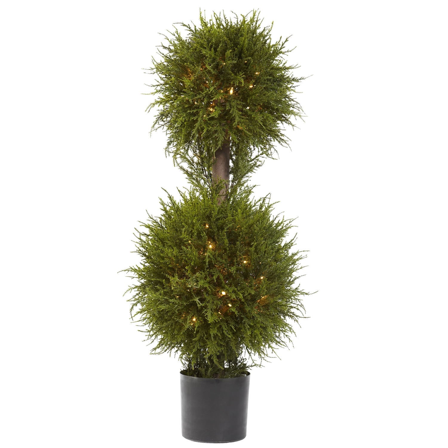 40 Inch Cedar Double Ball Topiary W Lights