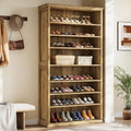 40 Pairs Tall Shoe Cabinet 8 Tier Wooden Shoe Storage Rack For Closet Entryway 13 D 33.5 W 70.9 H
