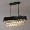 40 In. Black Crystal Chandelier 13 Light 3 Tier Rectangular Smoky Grey Modern Pendant Light For Dining Room Kitchen Island