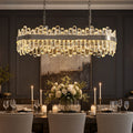 40 In. Modern Crystal Chandelier Graphite Black Rectangular Led Crystal Dining Room Chandelier With Remote For Kitchen Island
