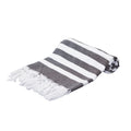 Porch Den Kelsi Striped Cotton Fringed Oversized Turkish Beach Towel