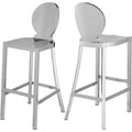 40.5 In.H Gray Finish Low Back Metal Frame Barstool Wood Seat Set Of 2 42
