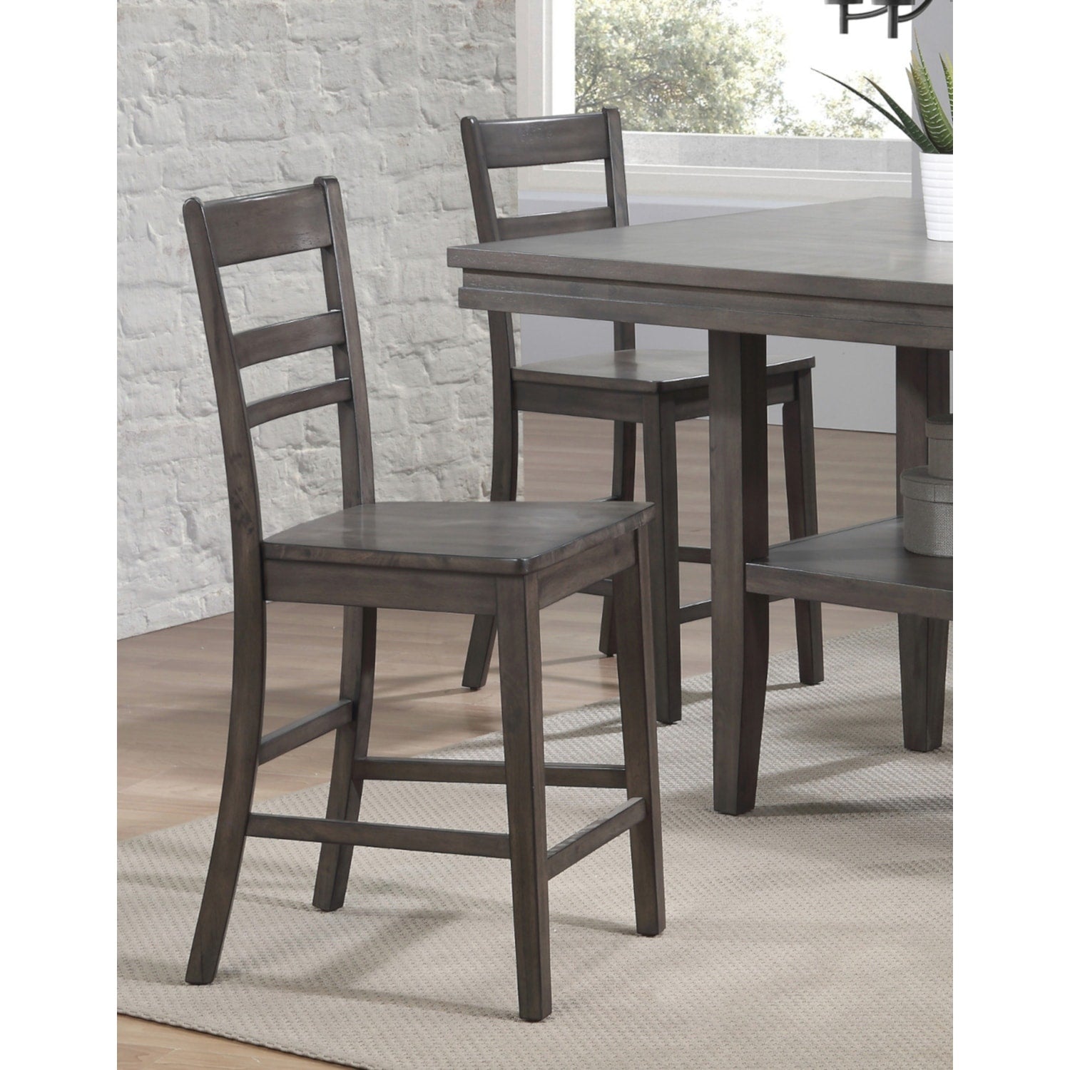 40.5 In.H Gray Finish Low Back Wood Frame Barstool Wood Seat Set Of 2 42