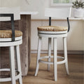 40.5 In.H White Finish Low Back Wood Frame Barstool Wood Seat Set Of 1 42