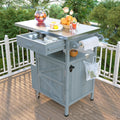 40.5 Outdoor Grill Cart Rolling Kitchen Cart With Drop Leaf Patio Storage Cabinet Withtowel Rack Lockable Wheels