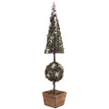 40.5 Green And Brown Snow Covered Christmas Topiary Tree
