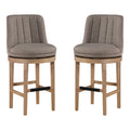 40.75 In.H Gray Finish Low Back Wood Frame Barstool Fabric Seat Set Of 2 42.25