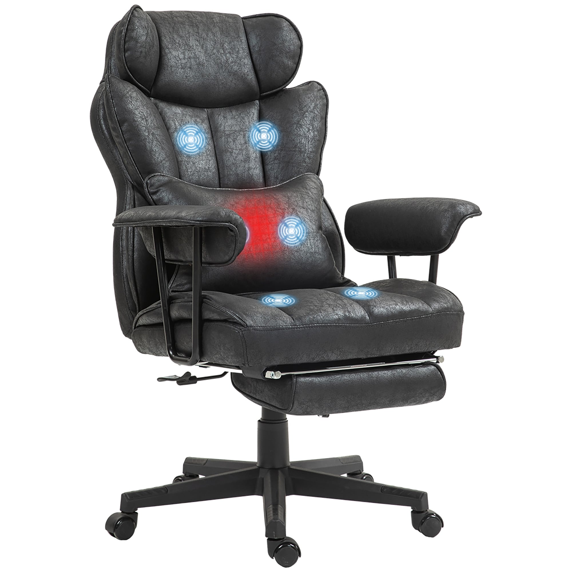 400Lbs Heated Big And Tall Office Chair With Foot Rest And Lumbar Support Executive Office Chair With 6 Vibration Points