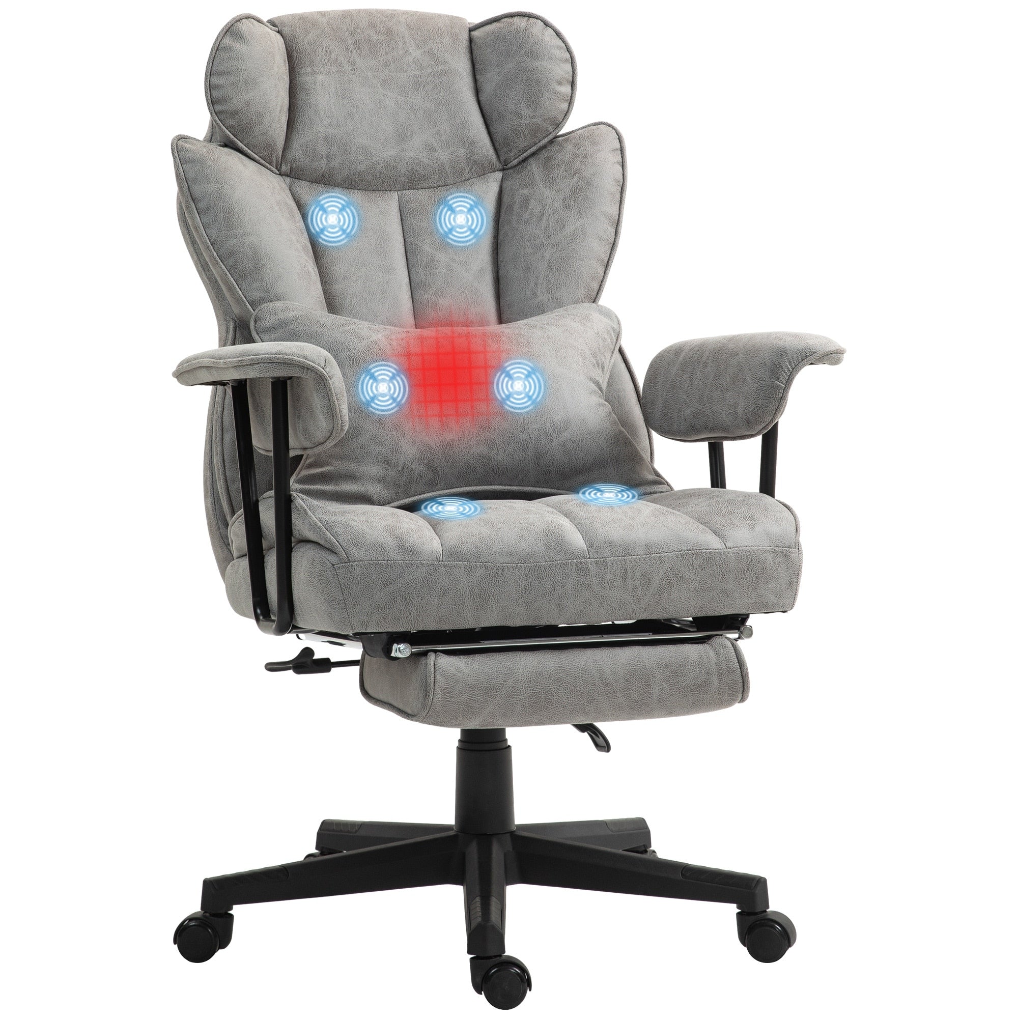 400Lbs Heated Big And Tall Office Chair With Foot Rest And Lumbar Support Executive Office Chair With 6 Vibration Points