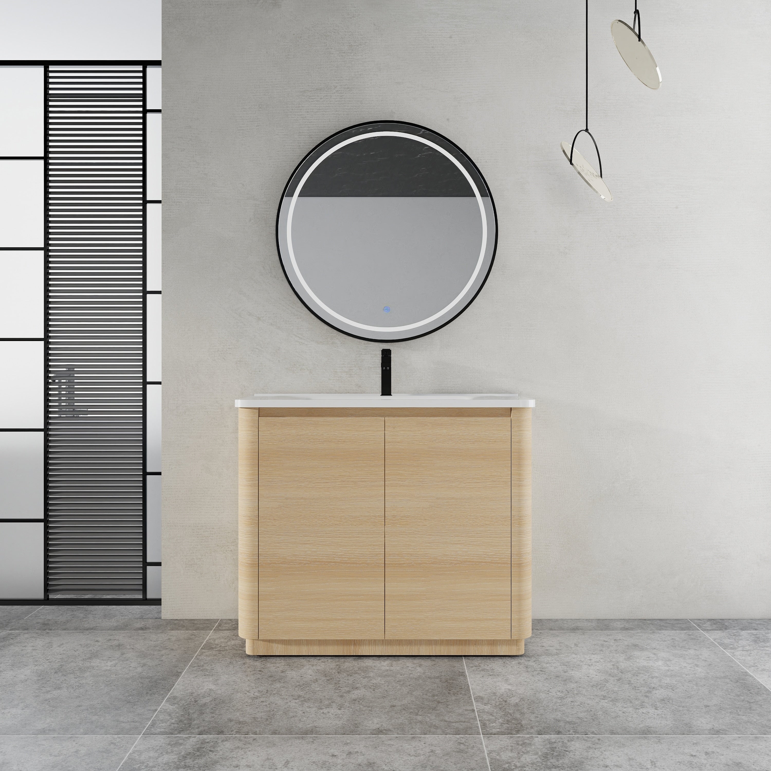 40 Freestanding Bathroom Vanity With White Ceramic Sink 2 Soft Close Door Kd Packing Plywood