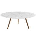 Lippa 40 Round Artificial Marble Coffee Table With Tripod Base