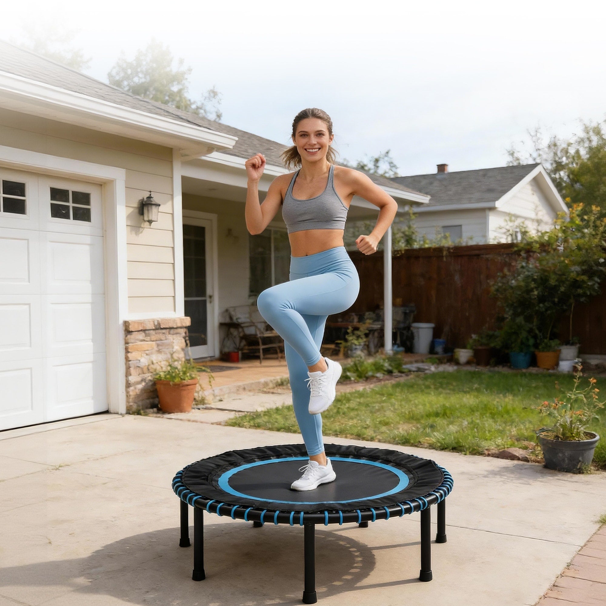 40 Fitness Trampoline With Durable Bungees Stable Quiet Exercise Rebounder Great Mini Trampoline Max Load 330 Lbs