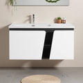 40 Floating Wall Mounted Bathroom Vanity With Ceramic Sink Soft Close Cabinet Doors