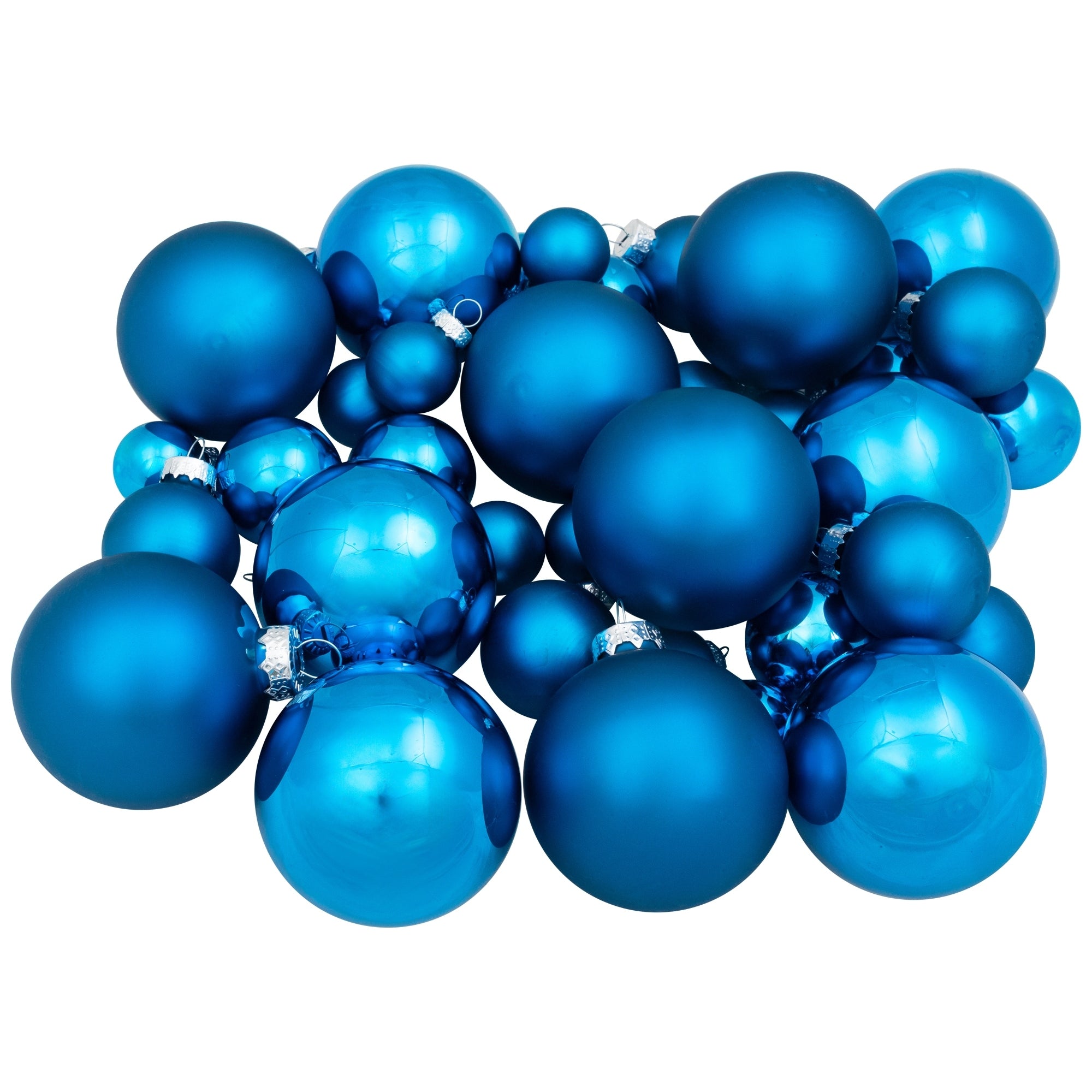 40 Piece Blue Collection Glass Ball Christmas Ornament Set 1 1.25 2.5