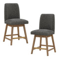 41 In.H Gray Finish Low Back Wood Frame Barstool Polyester Seat Set Of 2 42.5