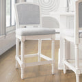 41 In.H White Finish Low Back Wood Frame Barstool Polyester Seat Set Of 1 42.5