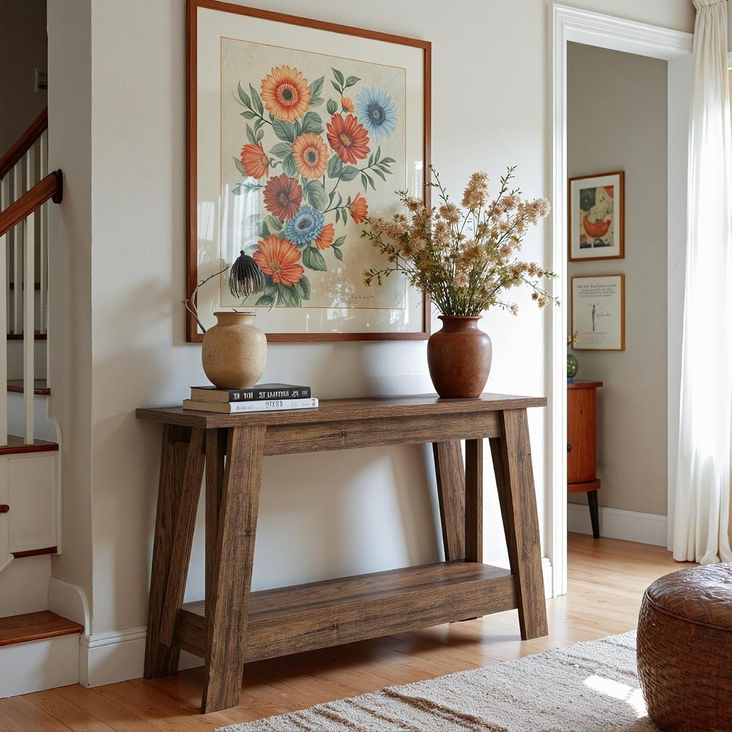 41.3 Inch Farmhouse Entryway Table 2 Tier Narrow Console Table For Small Spaces Living Room Hallway Foyer
