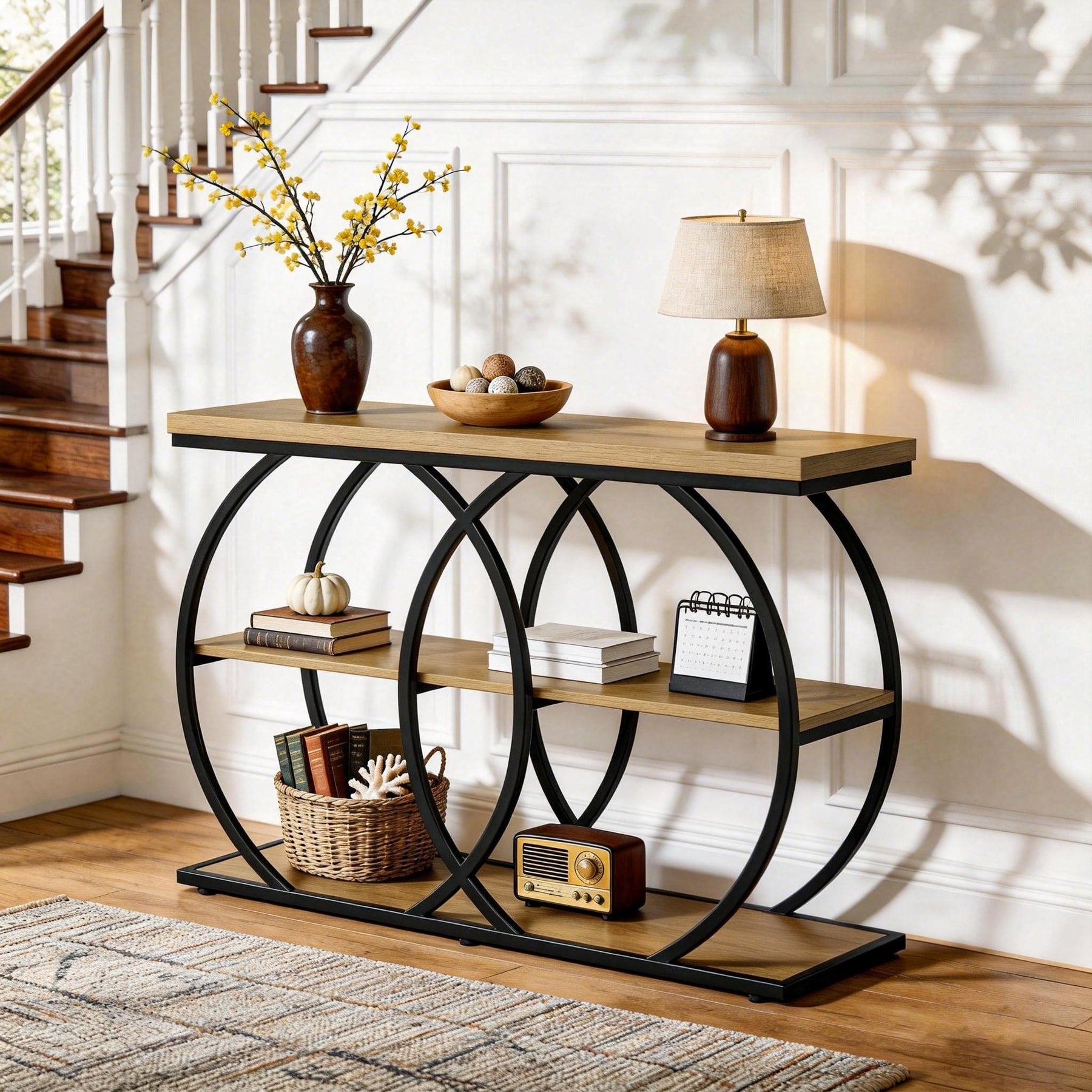 41.3 Console Table 3 Tier Entryway Table With Storage Shelves