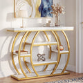 41.3 Console Table With Faux Marble Top 5 Tier Narrow Entryway Sofa Table 41.3 W X 11.8 D X 31.8 H