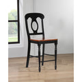 41.5 In.H Black Finish Low Back Wood Frame Barstool Wood Seat Set Of 2 43