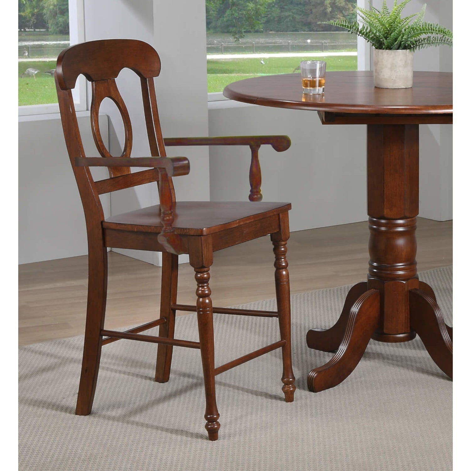41.5 In.H Brown Finish Low Back Wood Frame Barstool Wood Seat Set Of 2 43