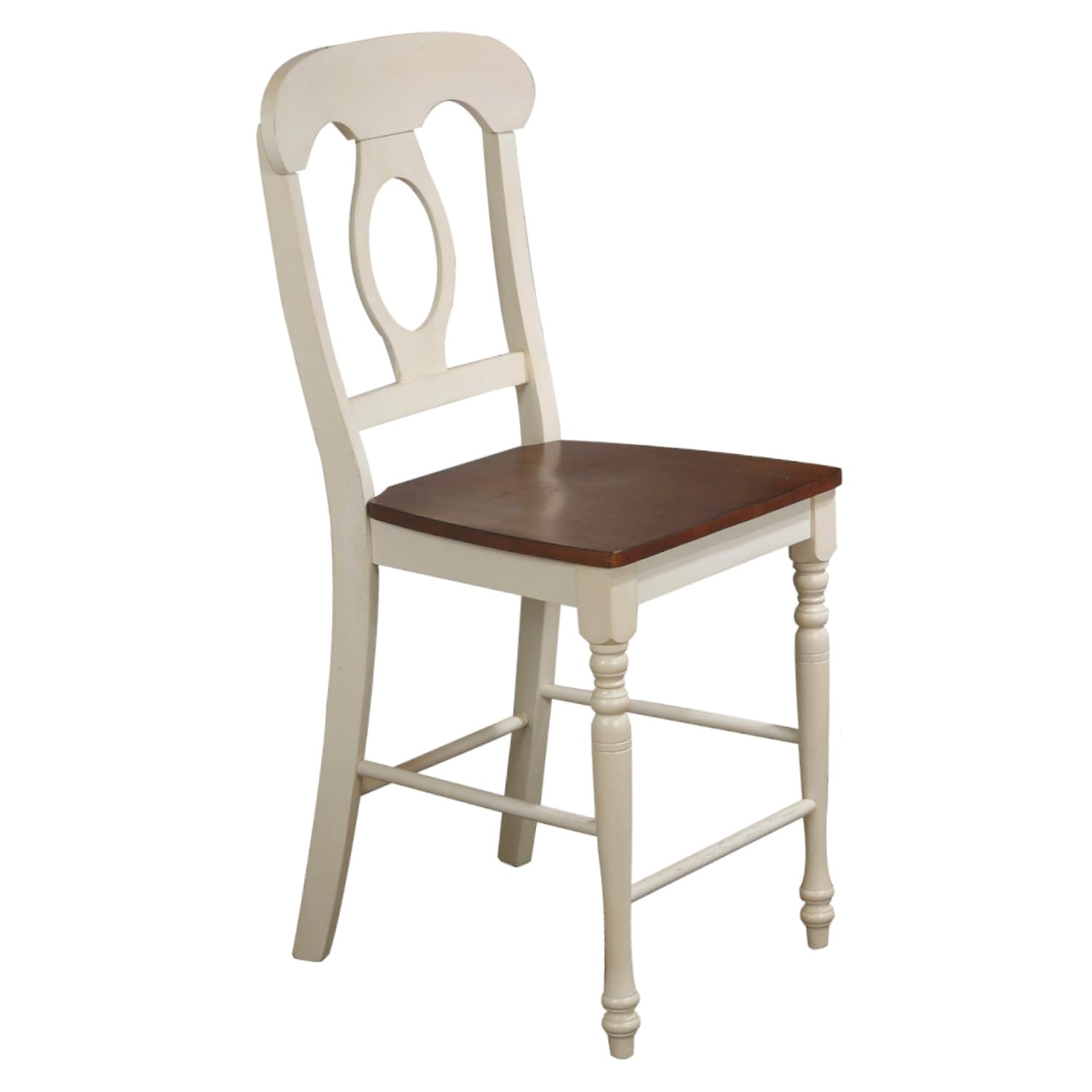 41.5 In.H White Finish Low Back Wood Frame Barstool Wood Seat Set Of 2 43