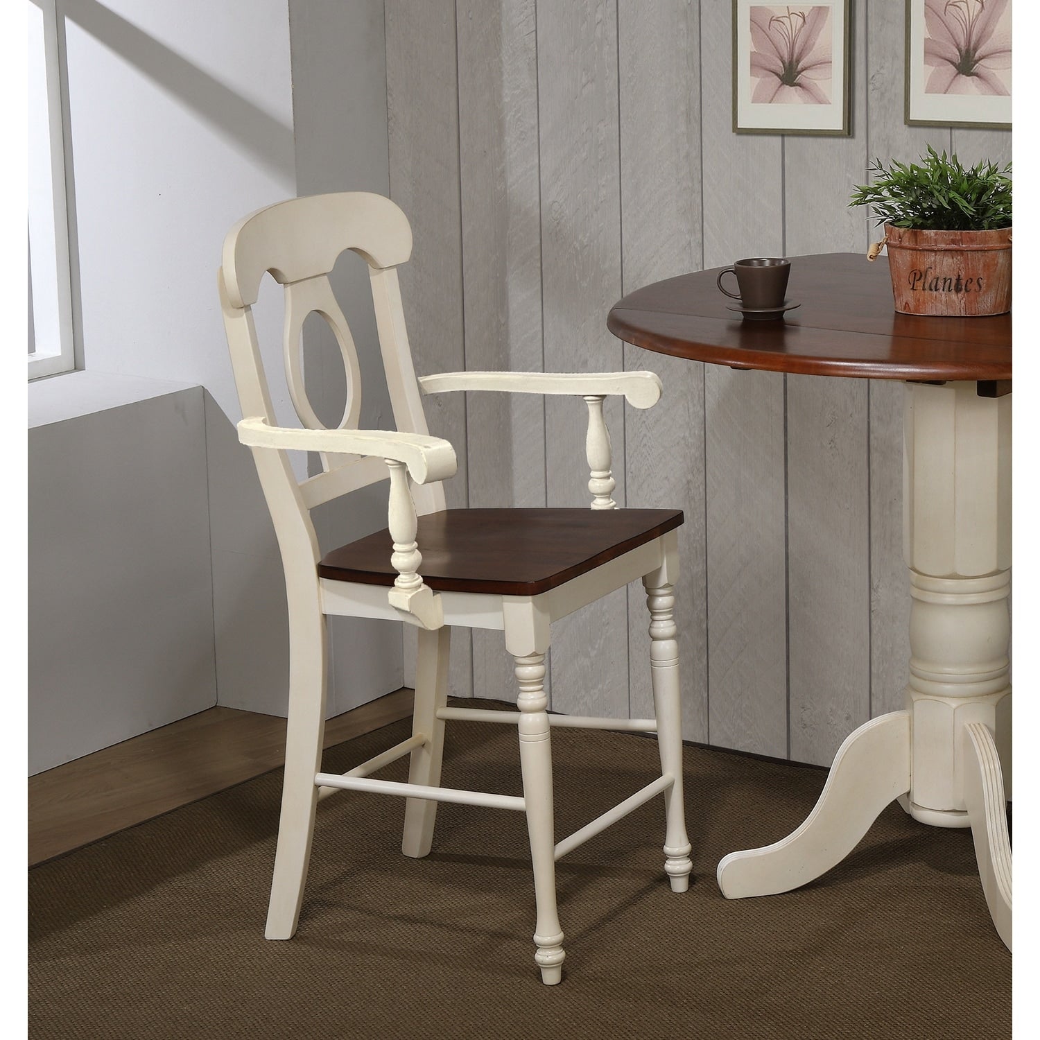 41.5 In.H White Finish Low Back Wood Frame Barstool Wood Seat Set Of 2 43