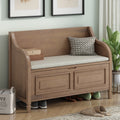 41.9 Rustic Style Solid Wood Entryway Multifunctional Storage Bench With Safety Hinge