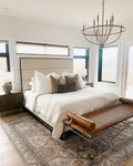 La Strizza 61in Saddle Leather Bench with Bolster Pillows by goop