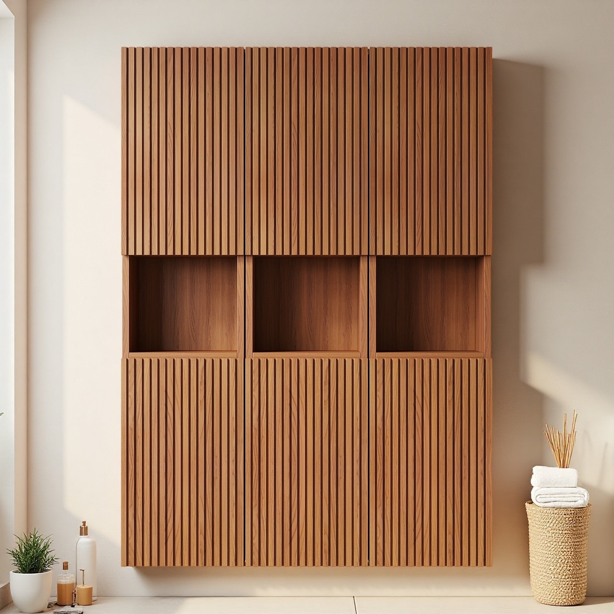 41 Bathroom Wall Mounted Cabinet Composed Of 6 Modular Cabinets With Doors Shelves For Bathroom Living Room And Laundry