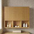 41 Wall Mounted Modular Bathroom Cabinet Set 3 Plywood Cabinets With Doors Open Storage French 3D Groove Design