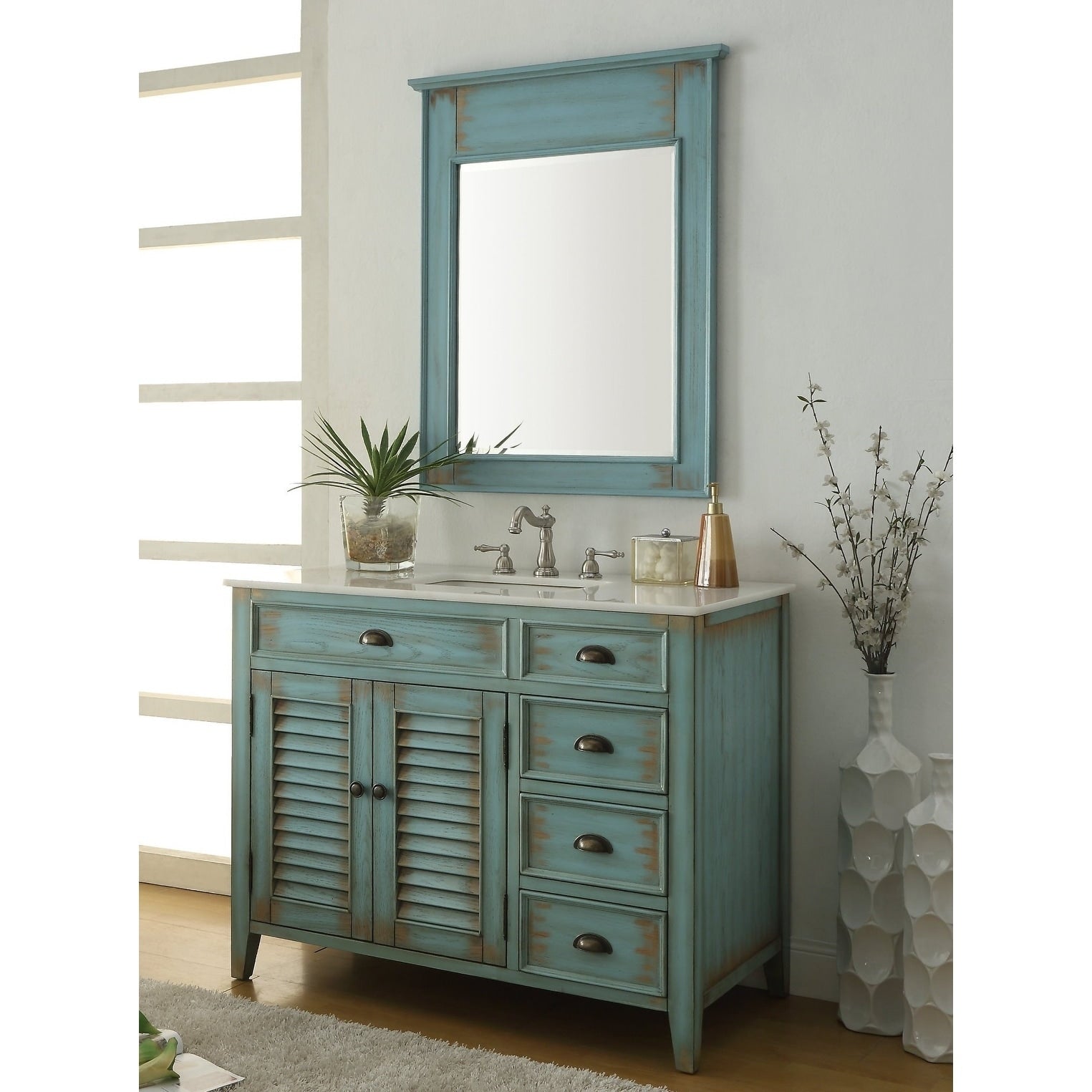 42 Benton Collection Abbeville Rustic Bathroom Vanity Mirror