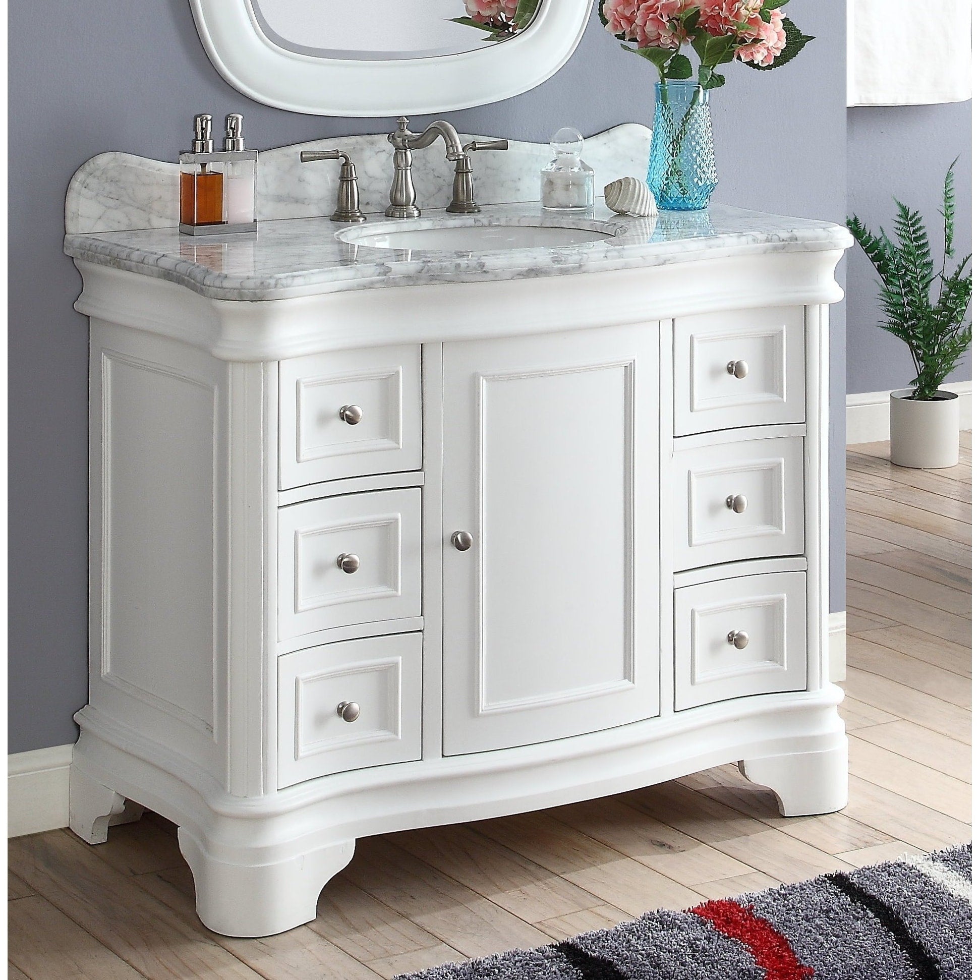 42 Benton Collection Sesto Modern Contemporary White Bathroom Vanity