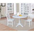White 42 Inch Round Dining Table With 2 Chairs