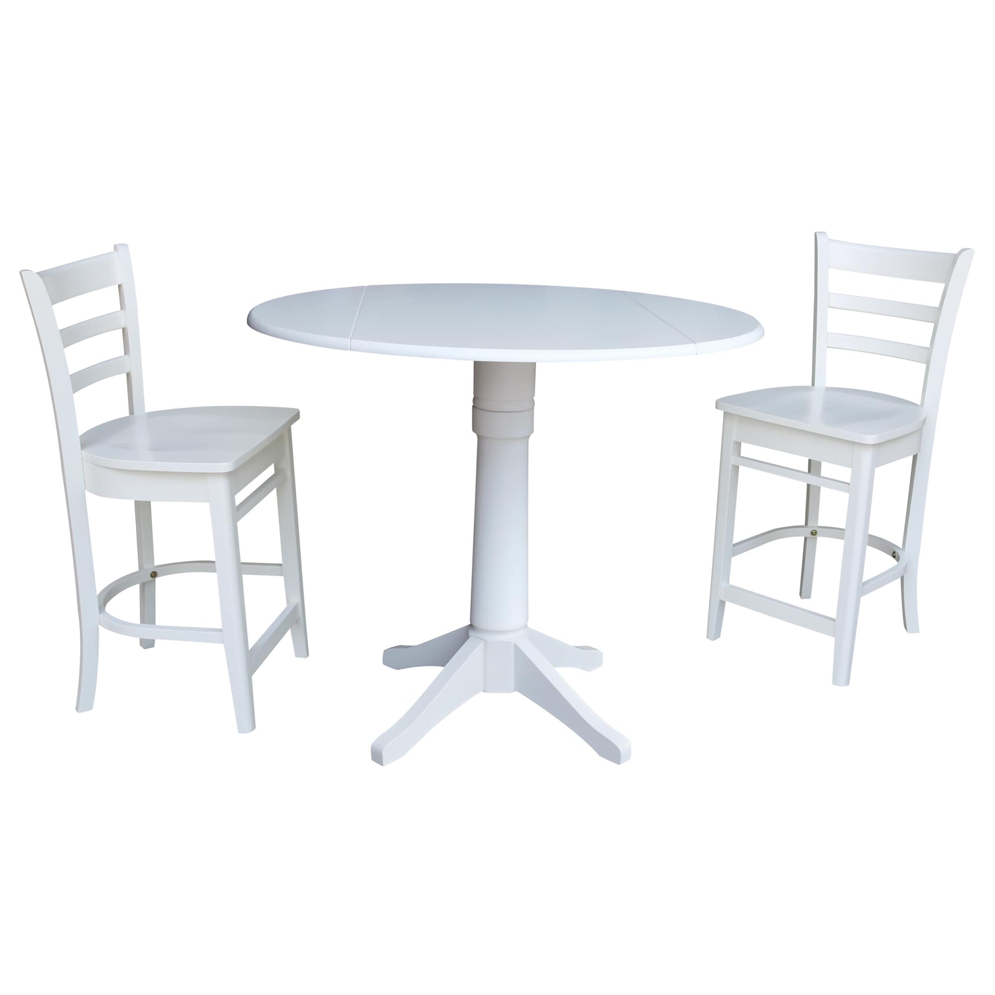 Counter Height 42 Inch Round Drop Leaf Table And Stool Set