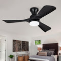 42 Inch Black Ceiling Fan With Lights Flush Mount Ceiling Fan With Remote Control Abs Blades Modern Outdoor Ceiling Fans
