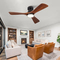 42 Inch Black Flush Mount Ceiling Fan With Light Dimmable Led 3 Colors Indoor Outdoor Reversible Dc Motor