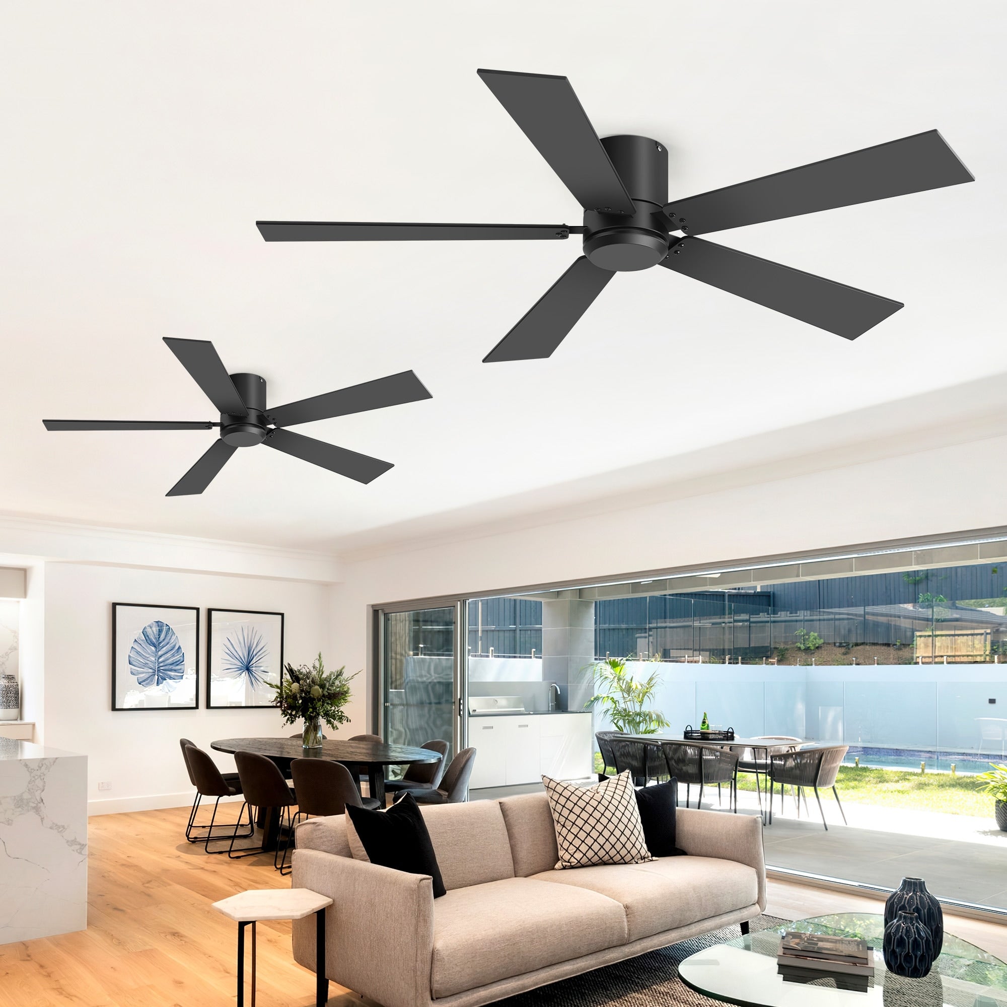42 Inch Ceiling Fan With Remote Control 6 Speed Reversible Dc Motor Black Walnut Dual Finish Blades Modern Ceiling Fan