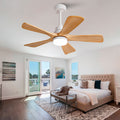 42 Inch Modern Ceiling Fans With Lights And Remote Control 5 Solide Wood Blades Reversible Dc Motor