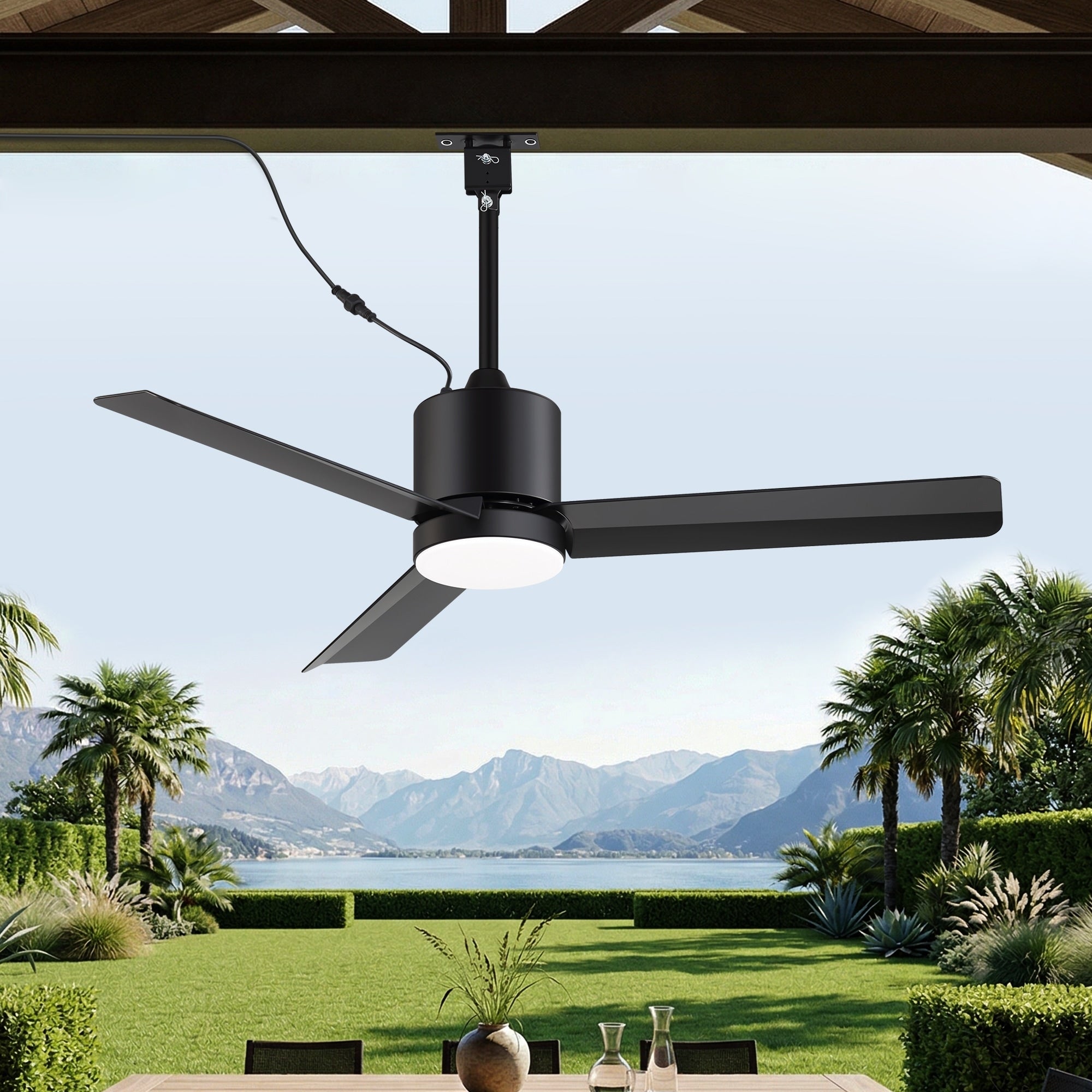 42 Inch Outdoor Ceiling Fan With Light Dimmable Led Reversible Dc Motor 6 Speed Remote Control Matte Black Patio Fan