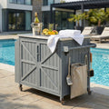 42 Inch Outdoor Kitchen Island Fir Wood Cabinet Stainless Steel Top With Shelf