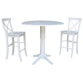 42 Round Pedestal Bar Height Table With 2 Bar Height Stools