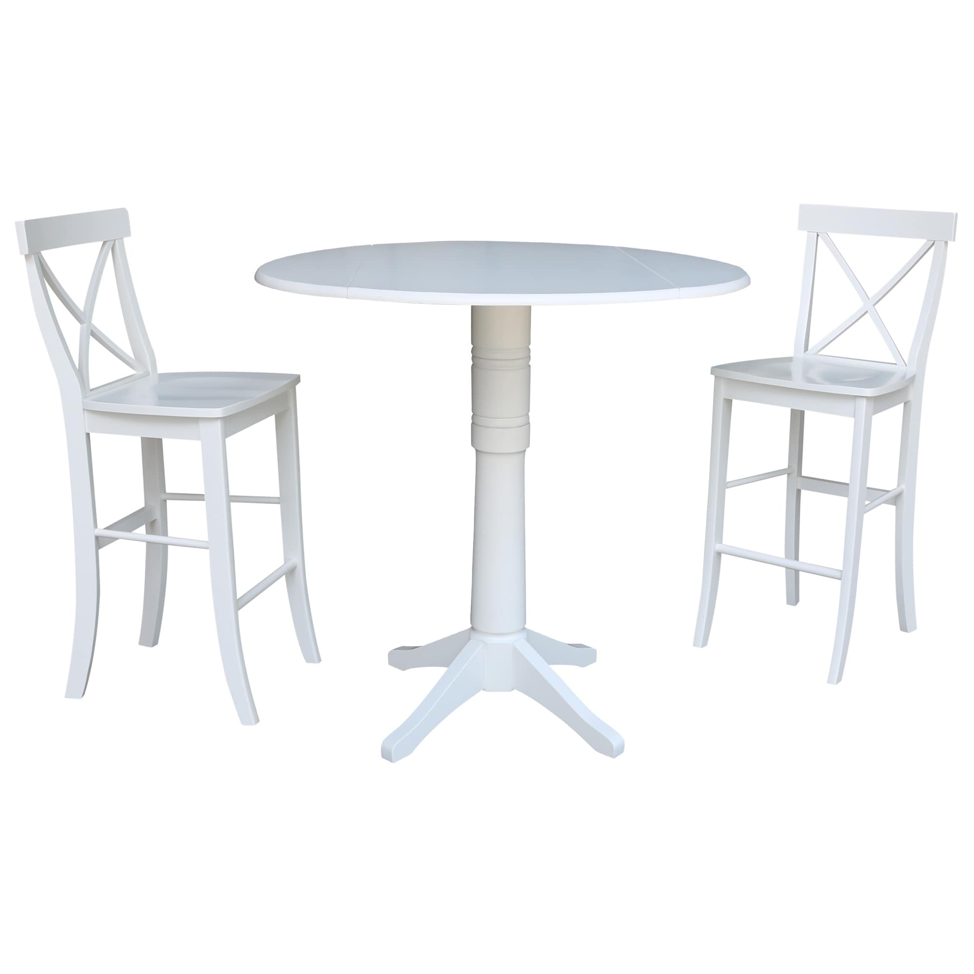42 Round Pedestal Bar Height Table With 2 Bar Height Stools